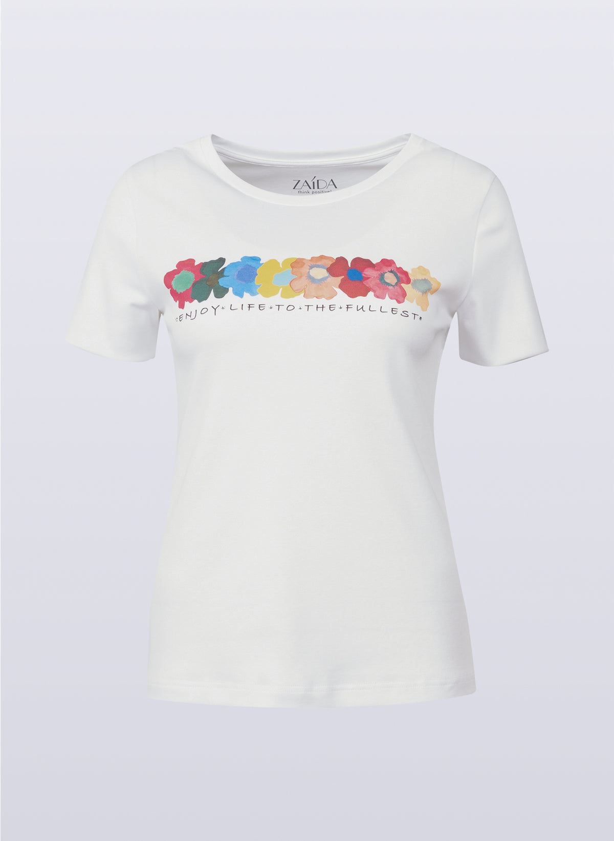 Rundhals-Shirt mit Frontprint "Blumen"