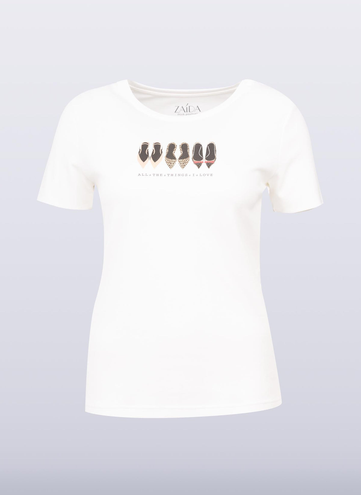 Rundhals-Shirt mit Frontprint "Schuhe"