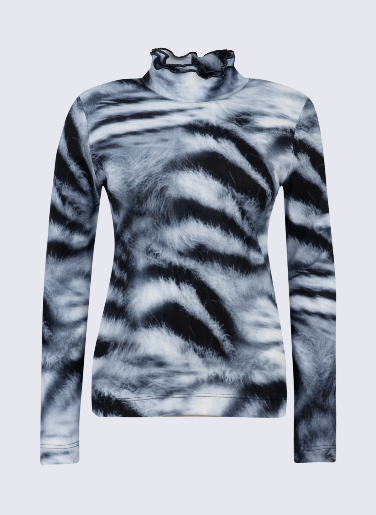 Stehbund-Shirt mit Fell-Print