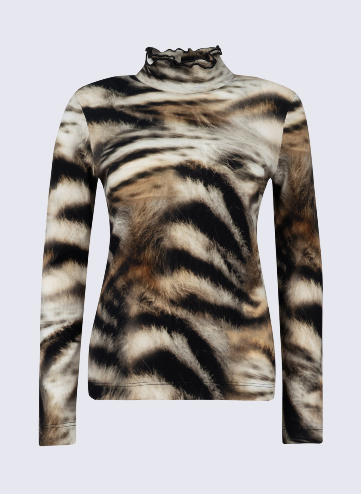 Stehbund-Shirt mit Fell-Print