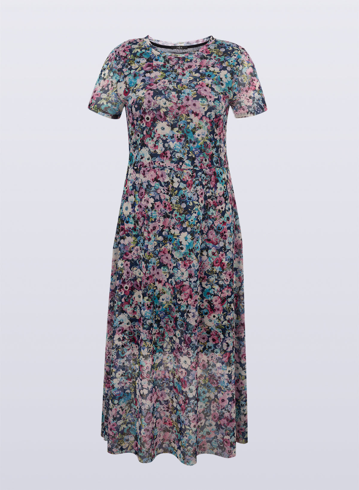 Mesh-Kleid mit Blumen-Print