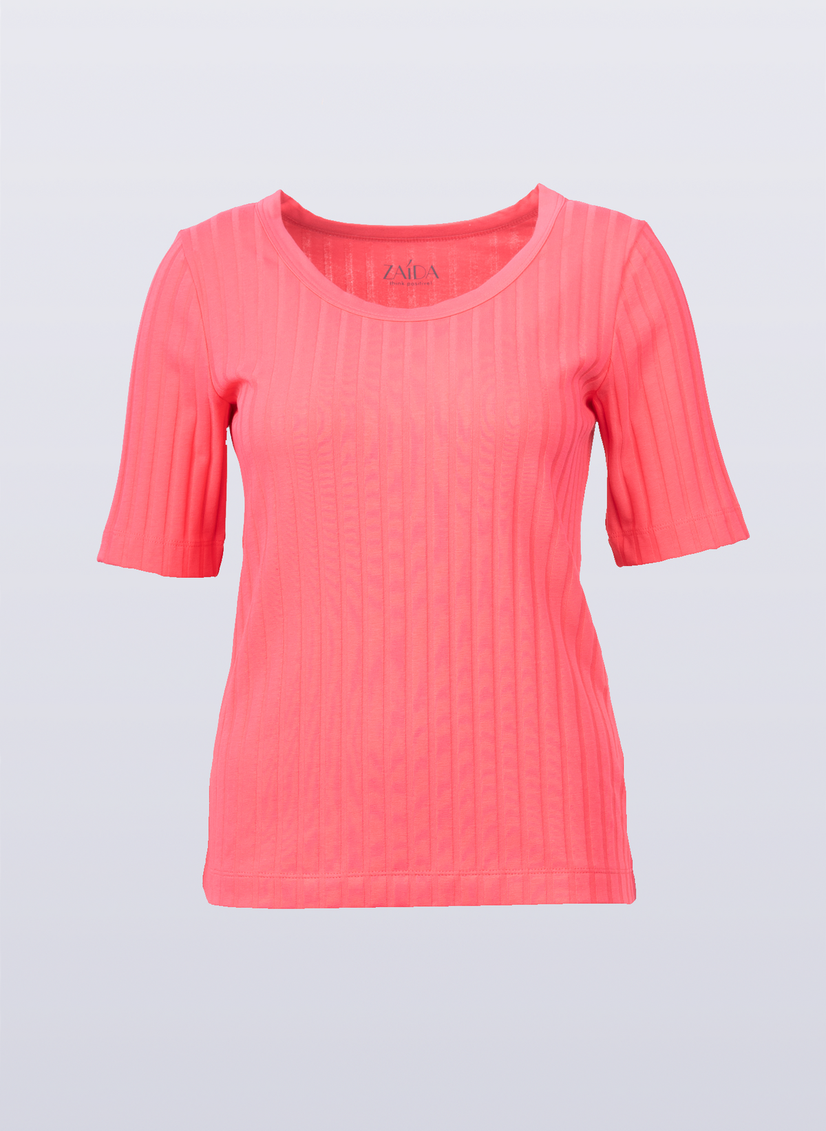 Rundhals-Shirt mit breiter Rippenoptik