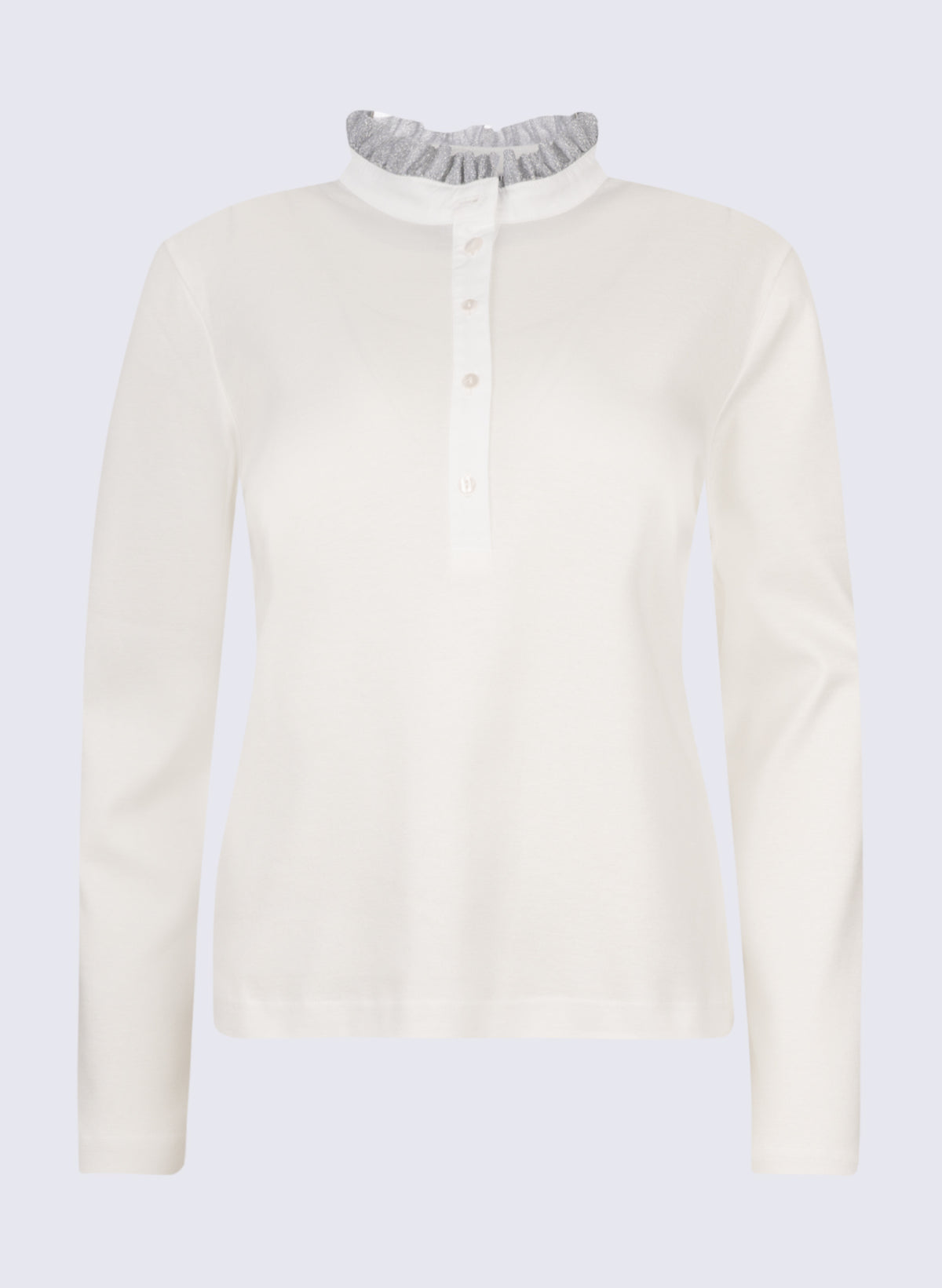 Damen Longsleeve mit Lurex-Rüschen