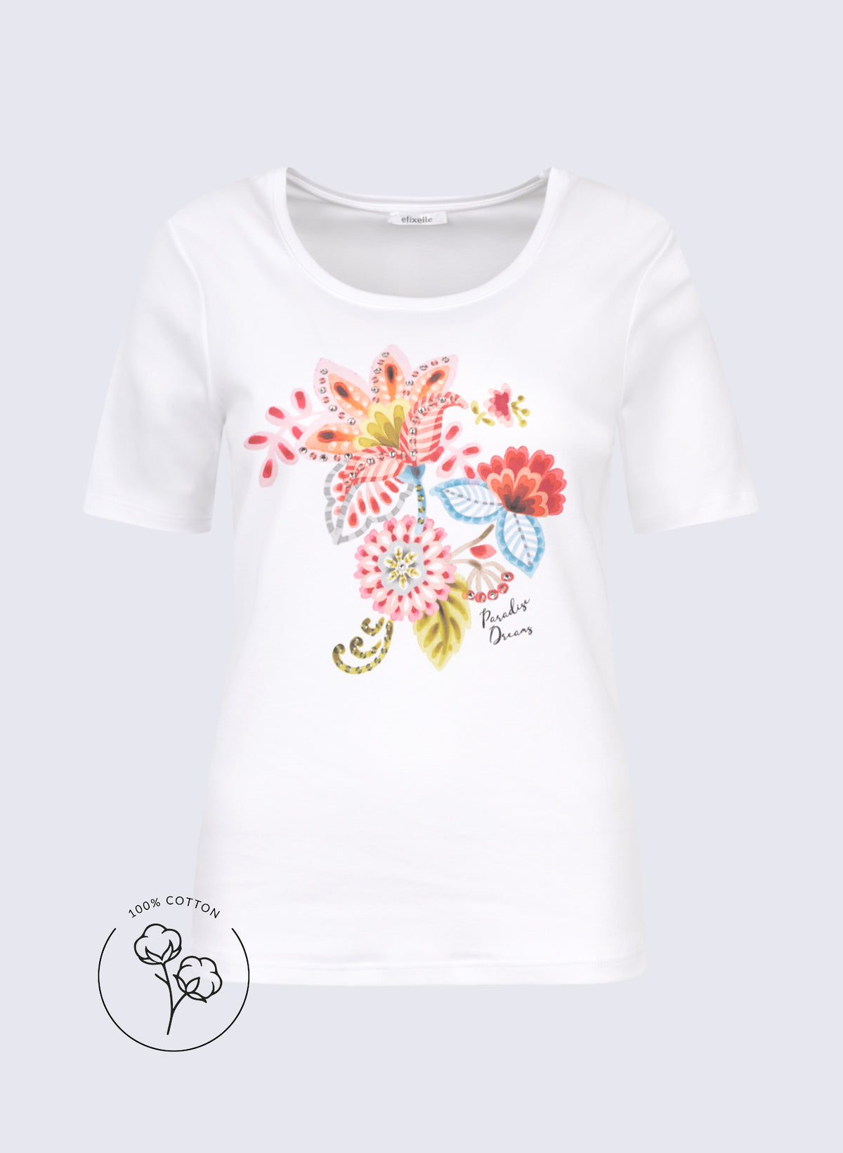 Rundhals-Shirt mit floralem Frontprint