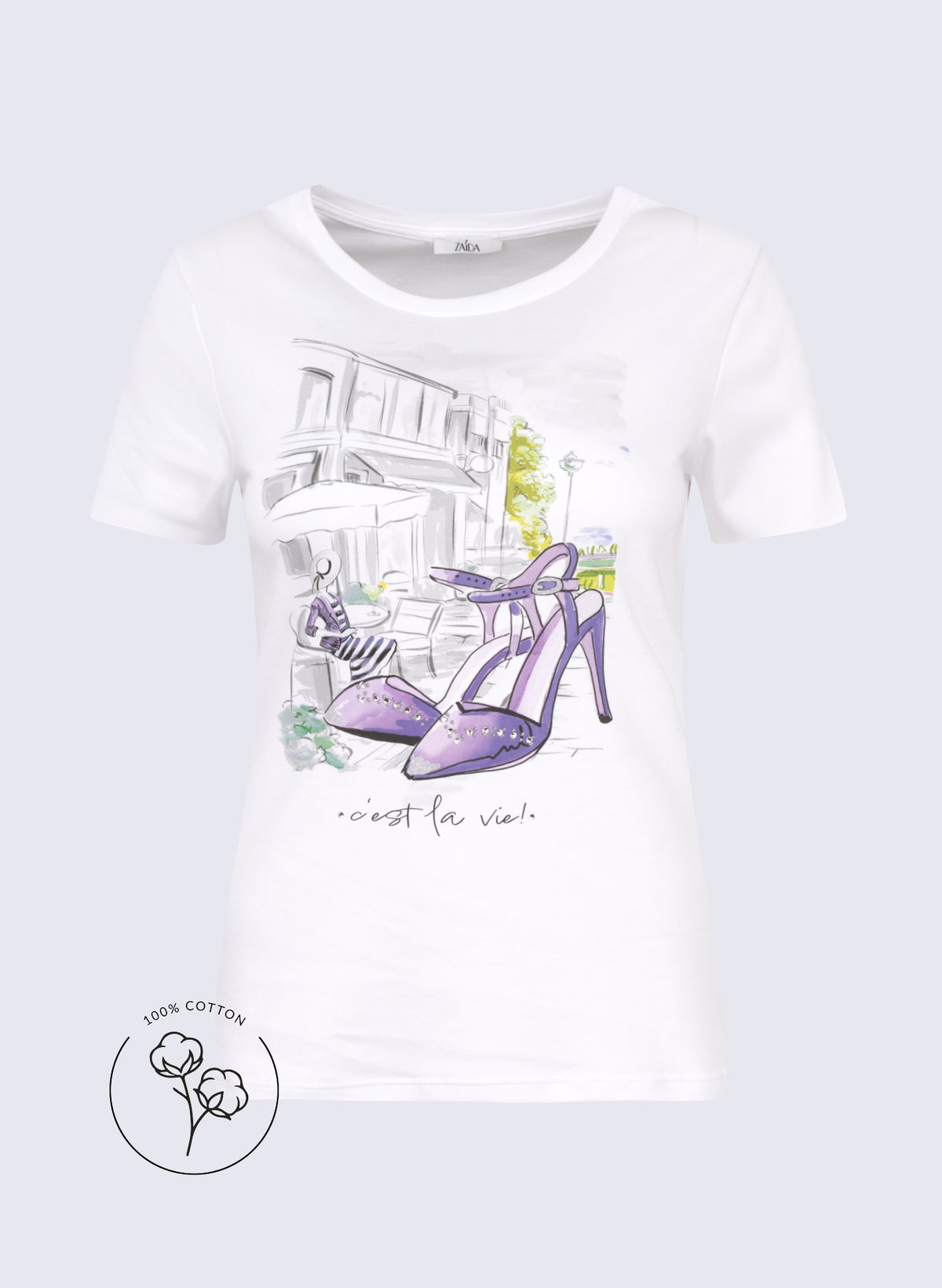 Rundhals-Shirt mit Frontprint "Paris"
