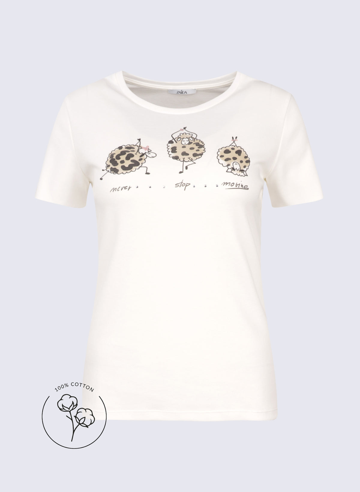 Rundhals-Shirt mit Frontprint "Schafe"