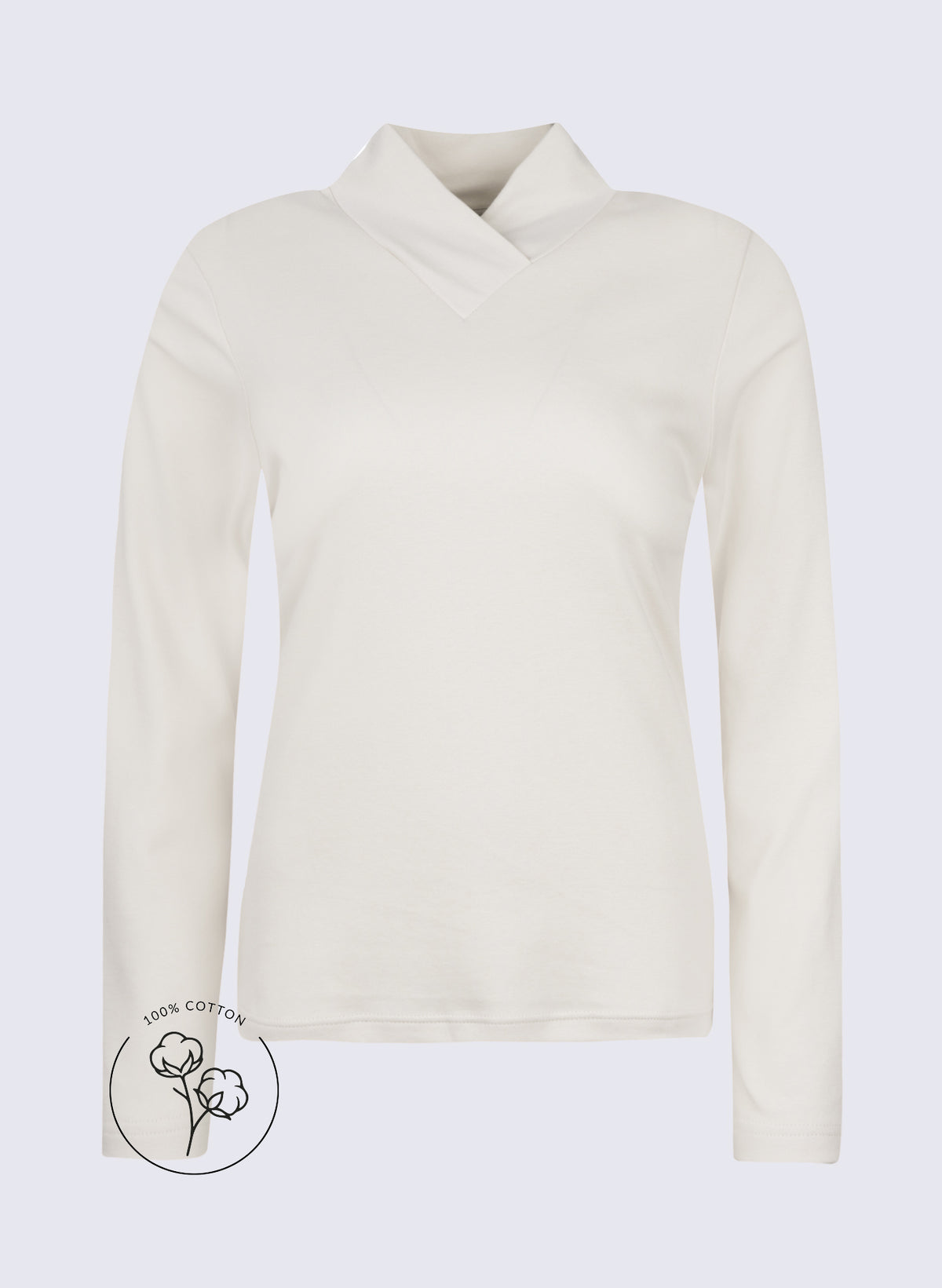 Damen Longsleeve mit hohem V-Auschnitt
