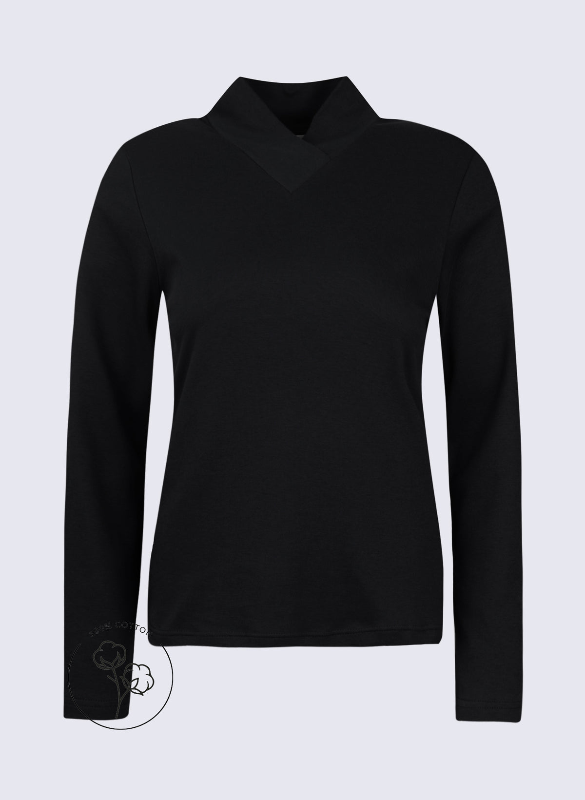 Damen Longsleeve mit hohem V-Auschnitt