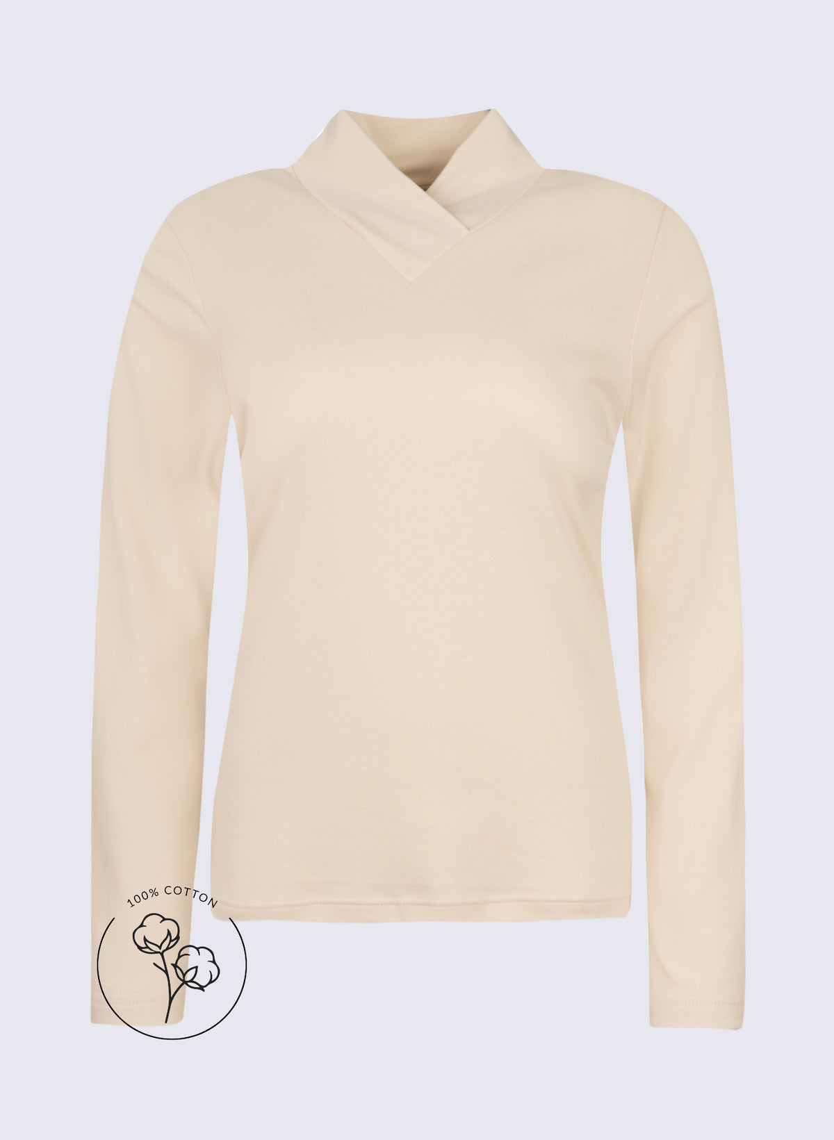 Damen Longsleeve mit hohem V-Auschnitt