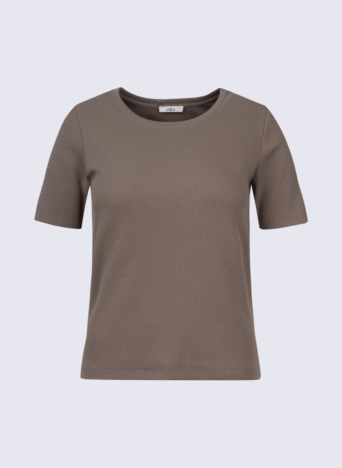 Rundhals-Shirt in feiner Rippenoptik