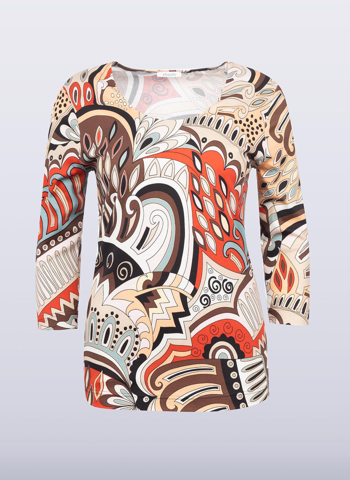 Rundhals-Shirt mit grafischem Paisley-Print