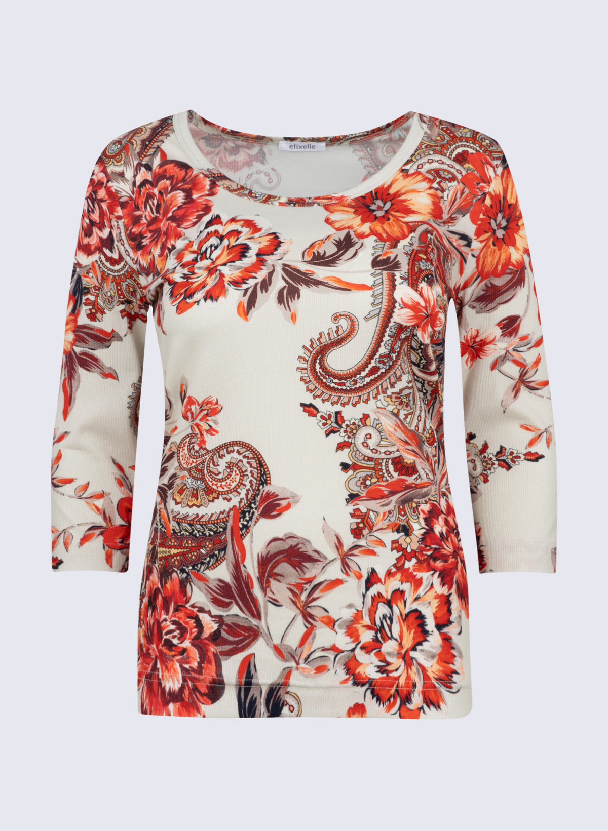 Rundhals-Shirt mit floralem Paisley-Print
