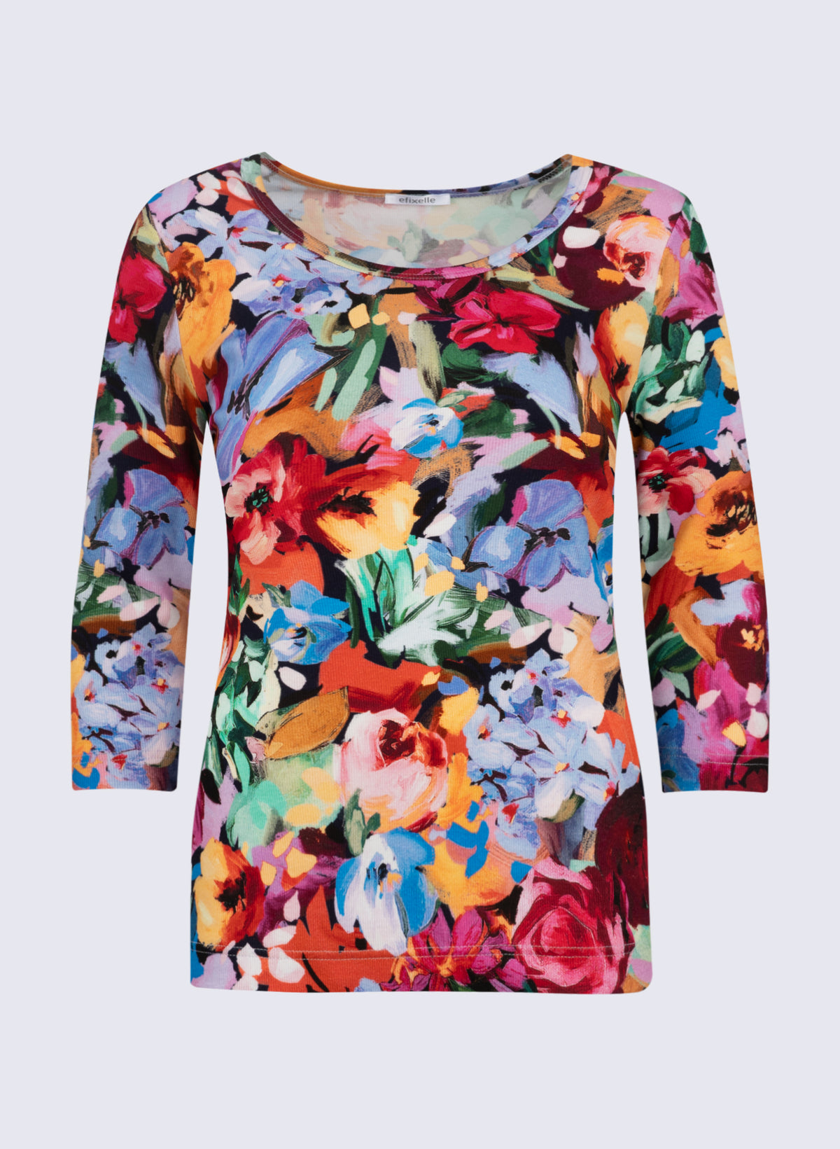 Rundhals-Shirt mit Blumen-Print