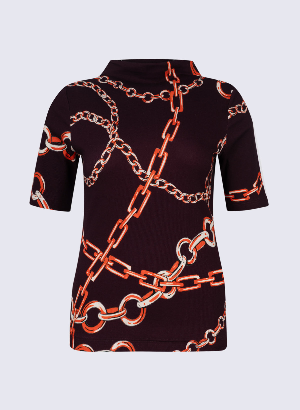 Stehbund-Shirt mit Ketten-Print