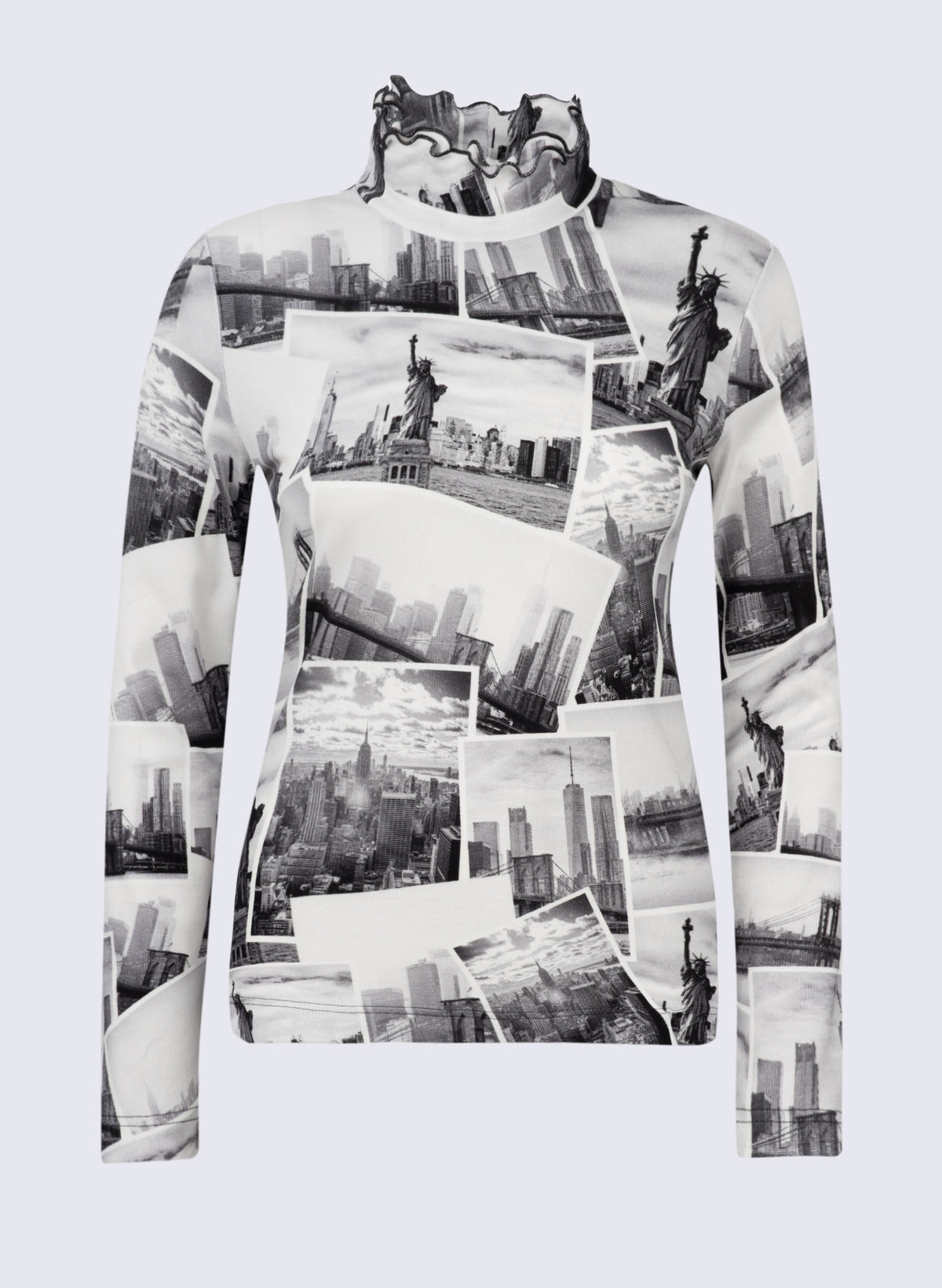 Stehbund-Shirt mit New York-Print