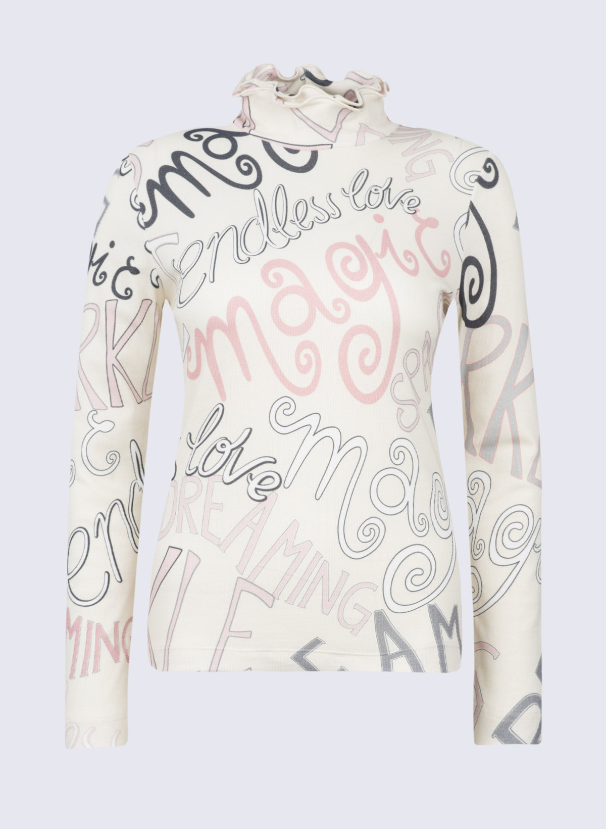 Stehbund-Shirt mit Schrift-Print