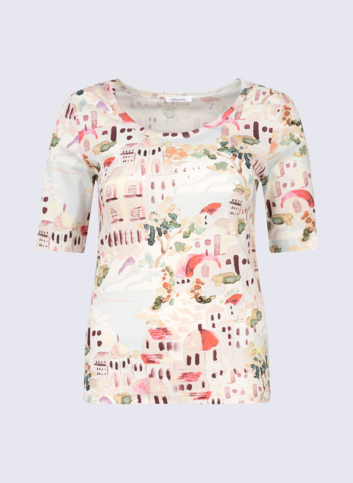 Rundhals-Shirt mit Inselstadt-Print