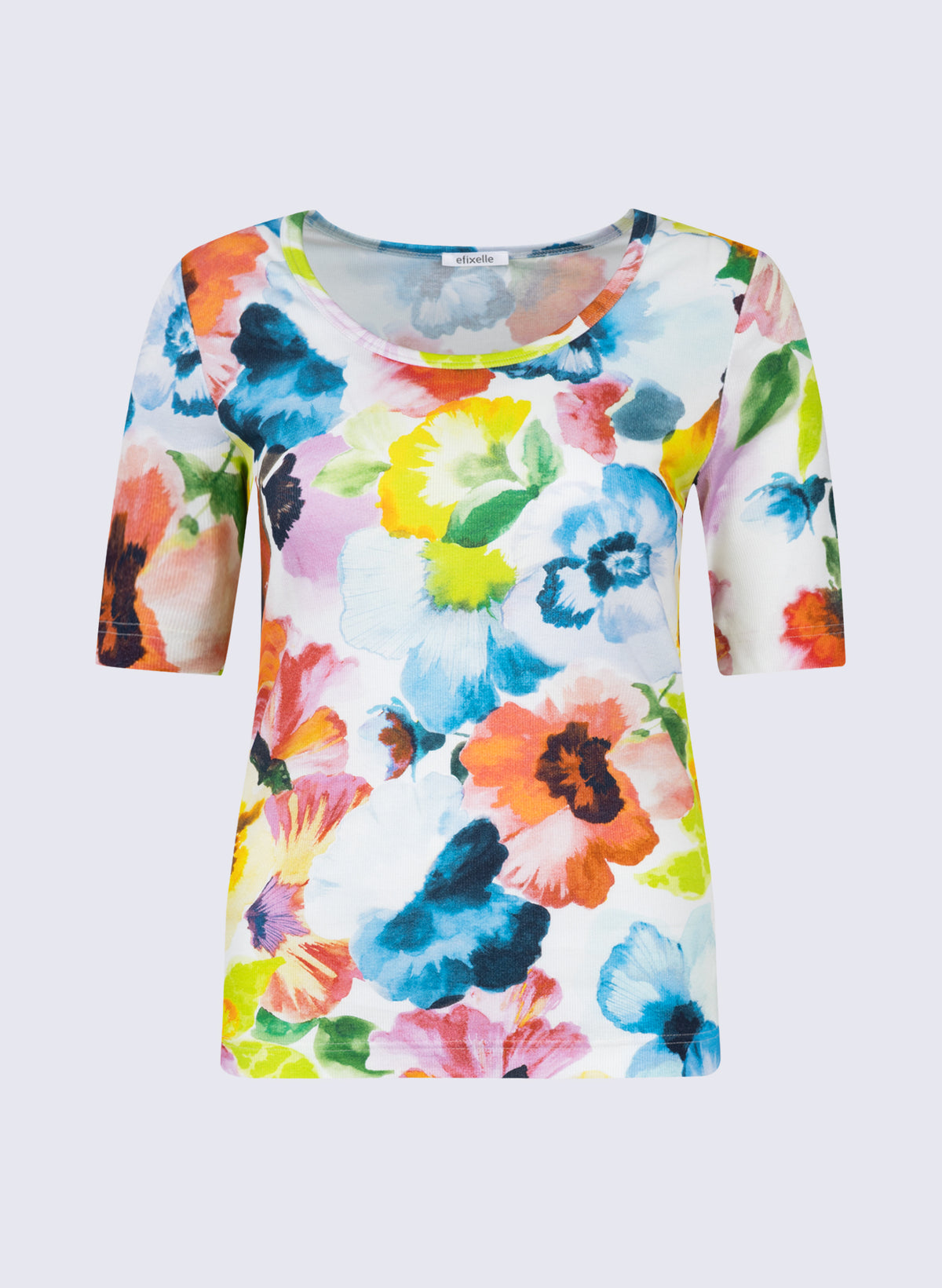 Rundhals-Shirt mit Blumen-Print