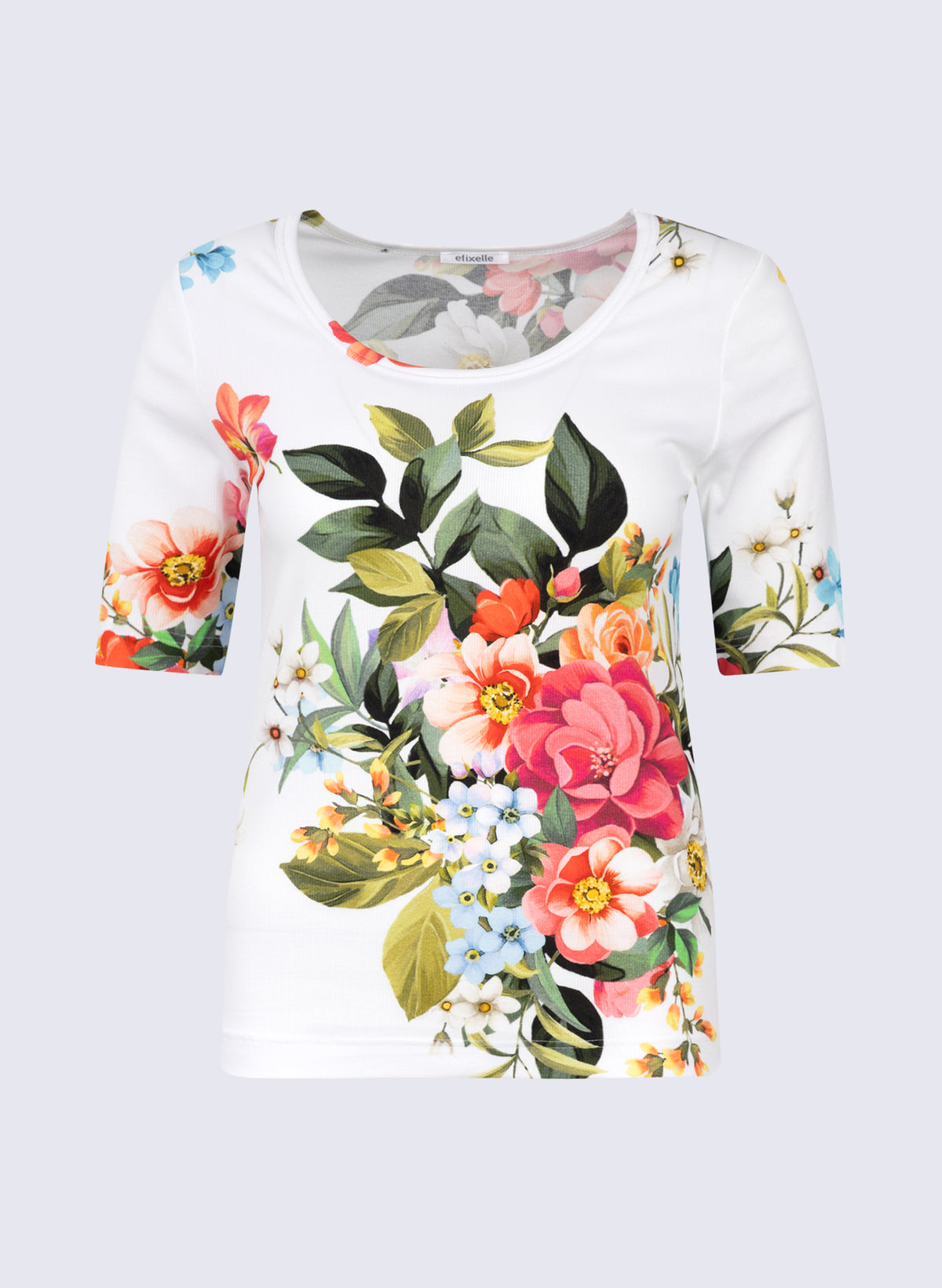 Rundhals-Shirt mit Blumen-Print
