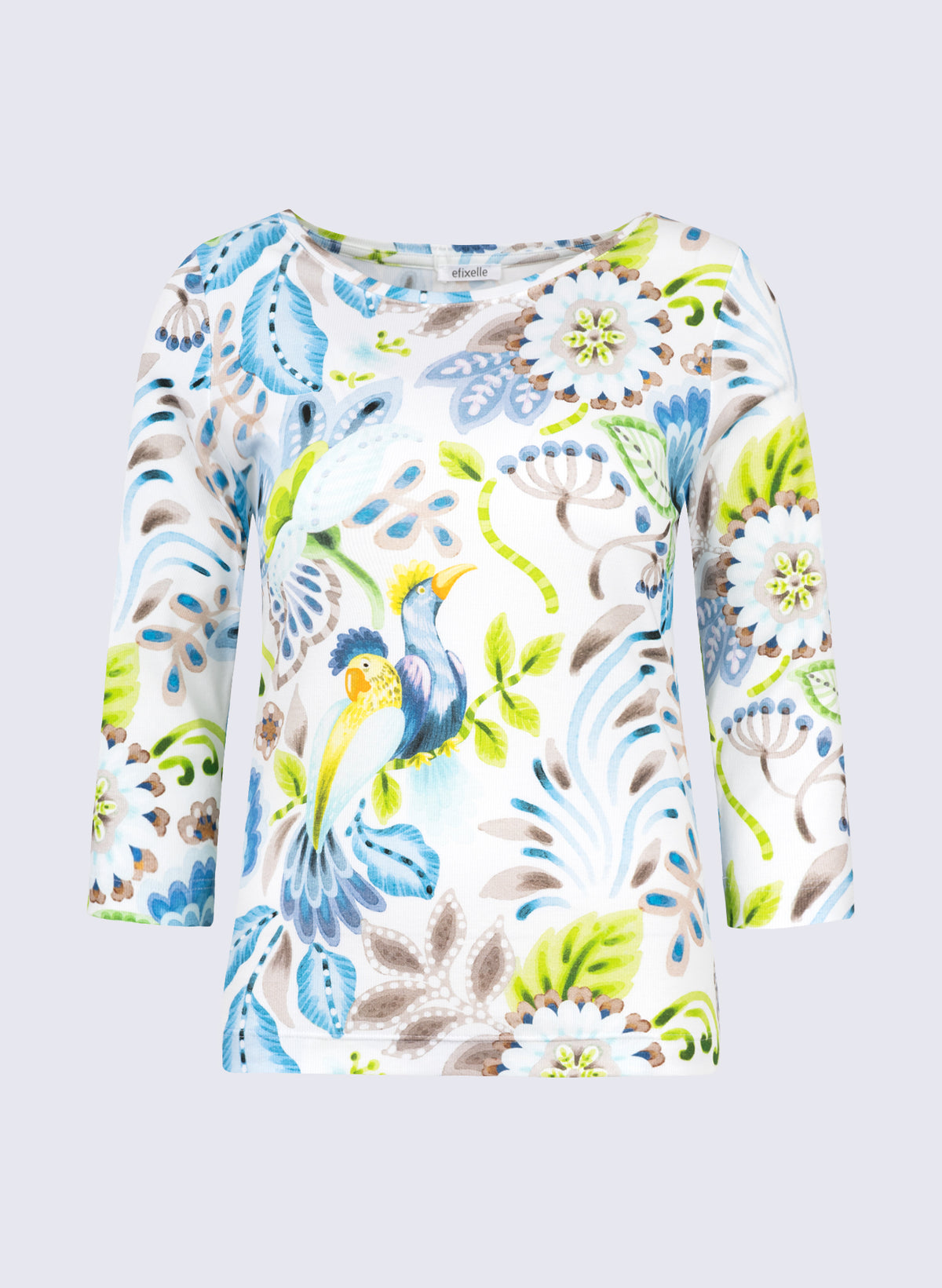U-Boot-Shirt mit floralem Kakadu-Print
