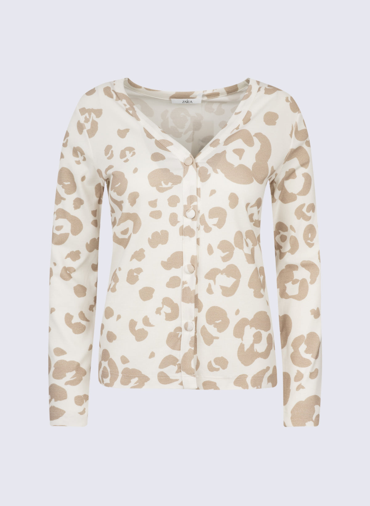 Jacke mit V-Ausschnitt und Leo-Print