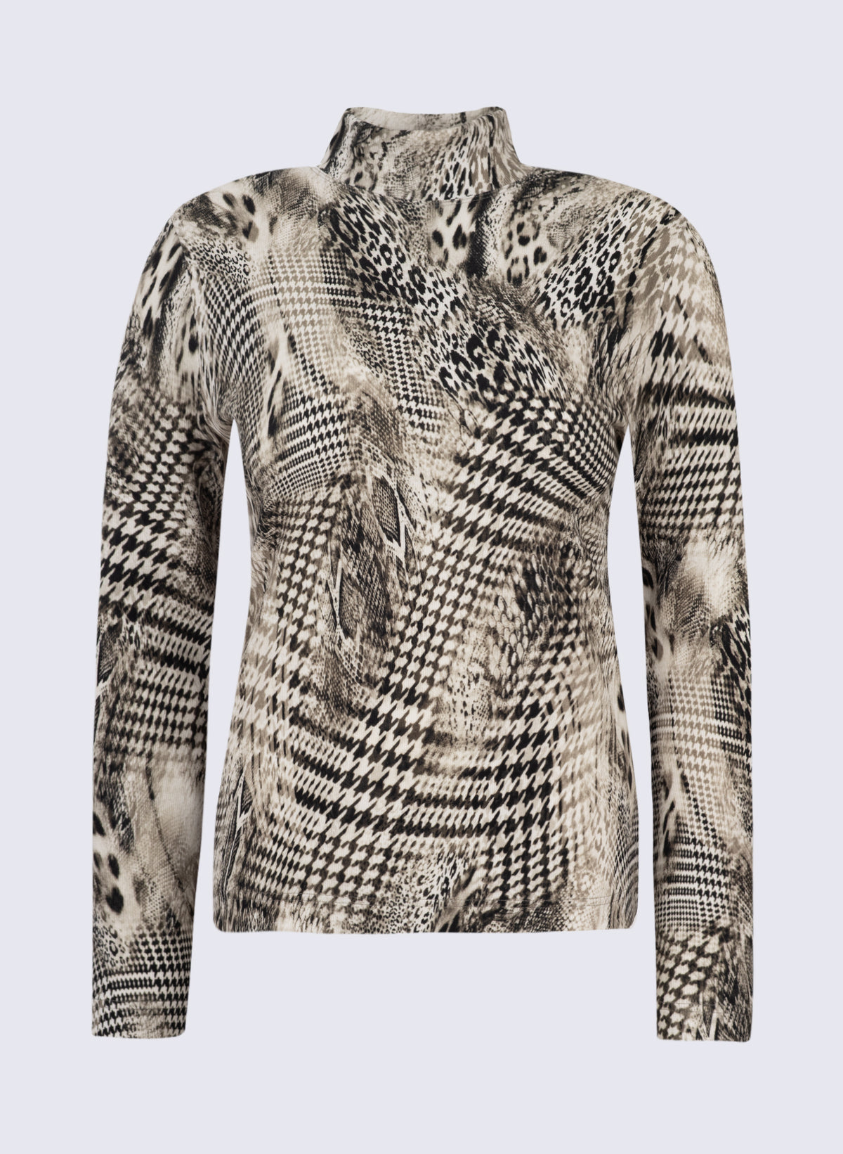 Damen Stehbund-Shirt mit Animal-Print