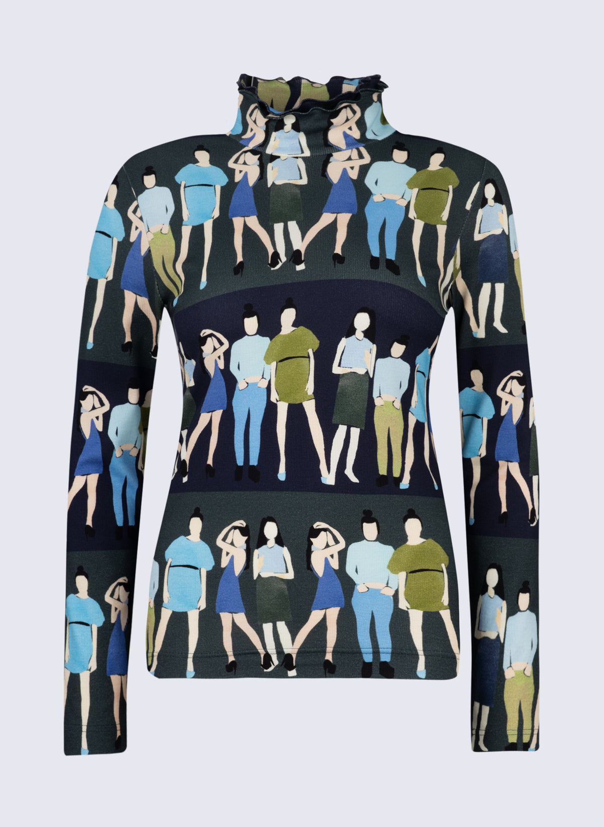Stehbund-Shirt mit Figuren-Print