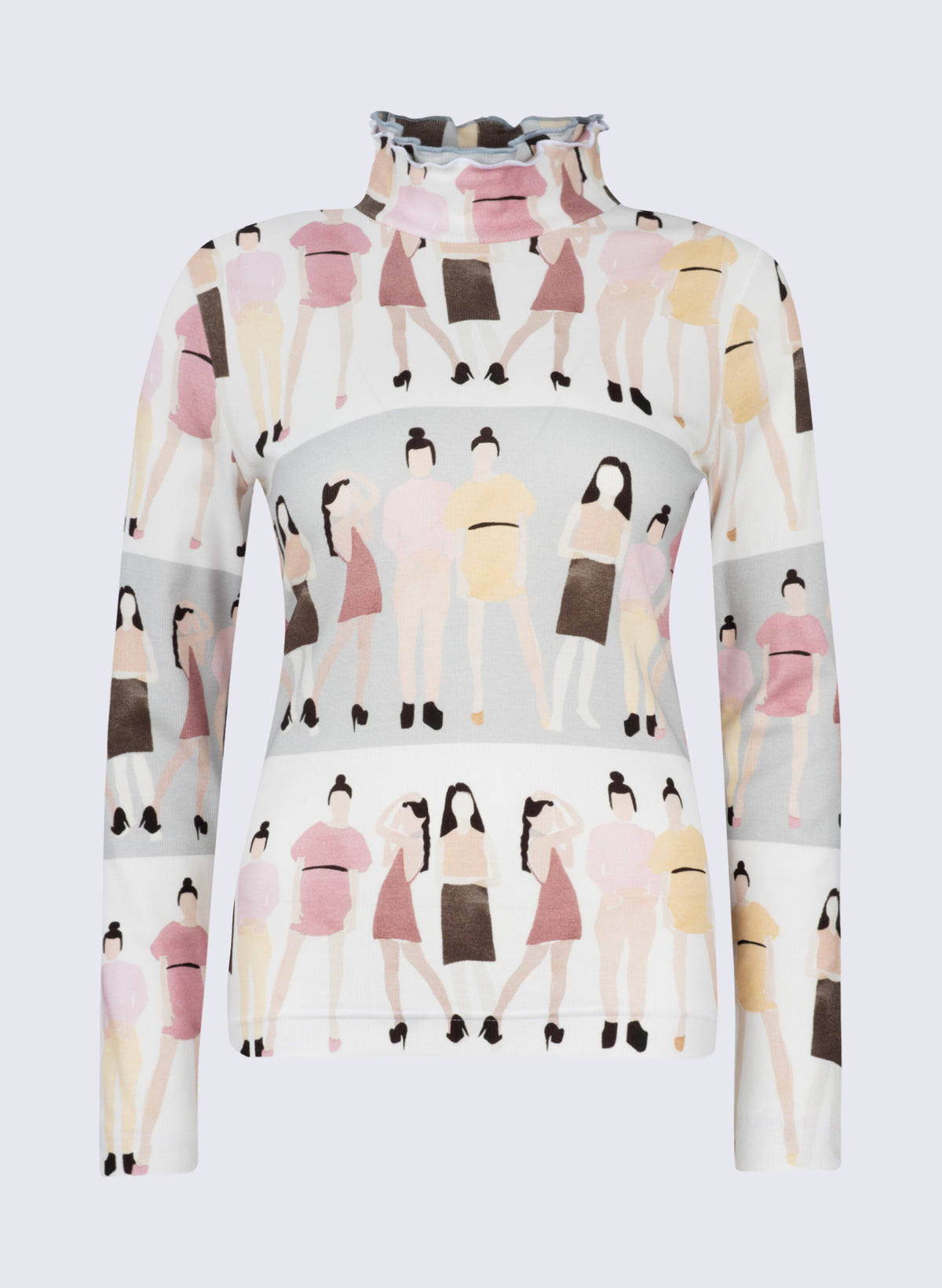 Stehbund-Shirt mit Figuren-Print