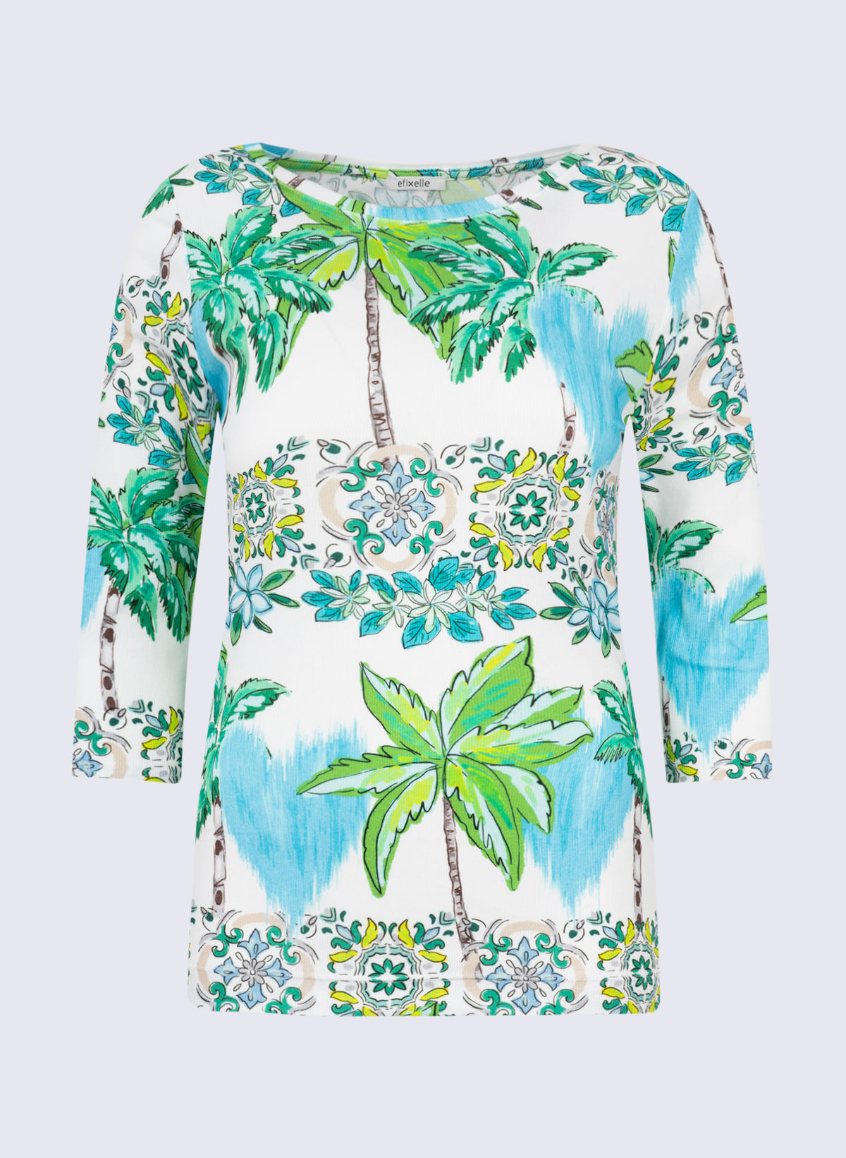 Rundhals-Shirt mit Palmen-Print
