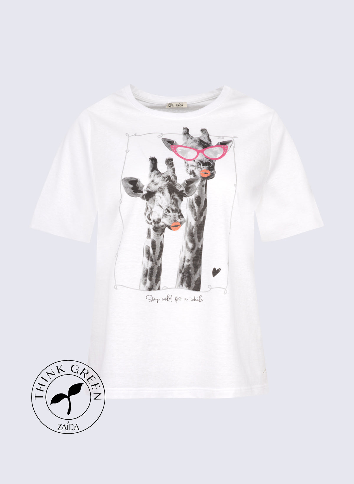 Rundhals-Shirt mit Frontprint "Giraffen"