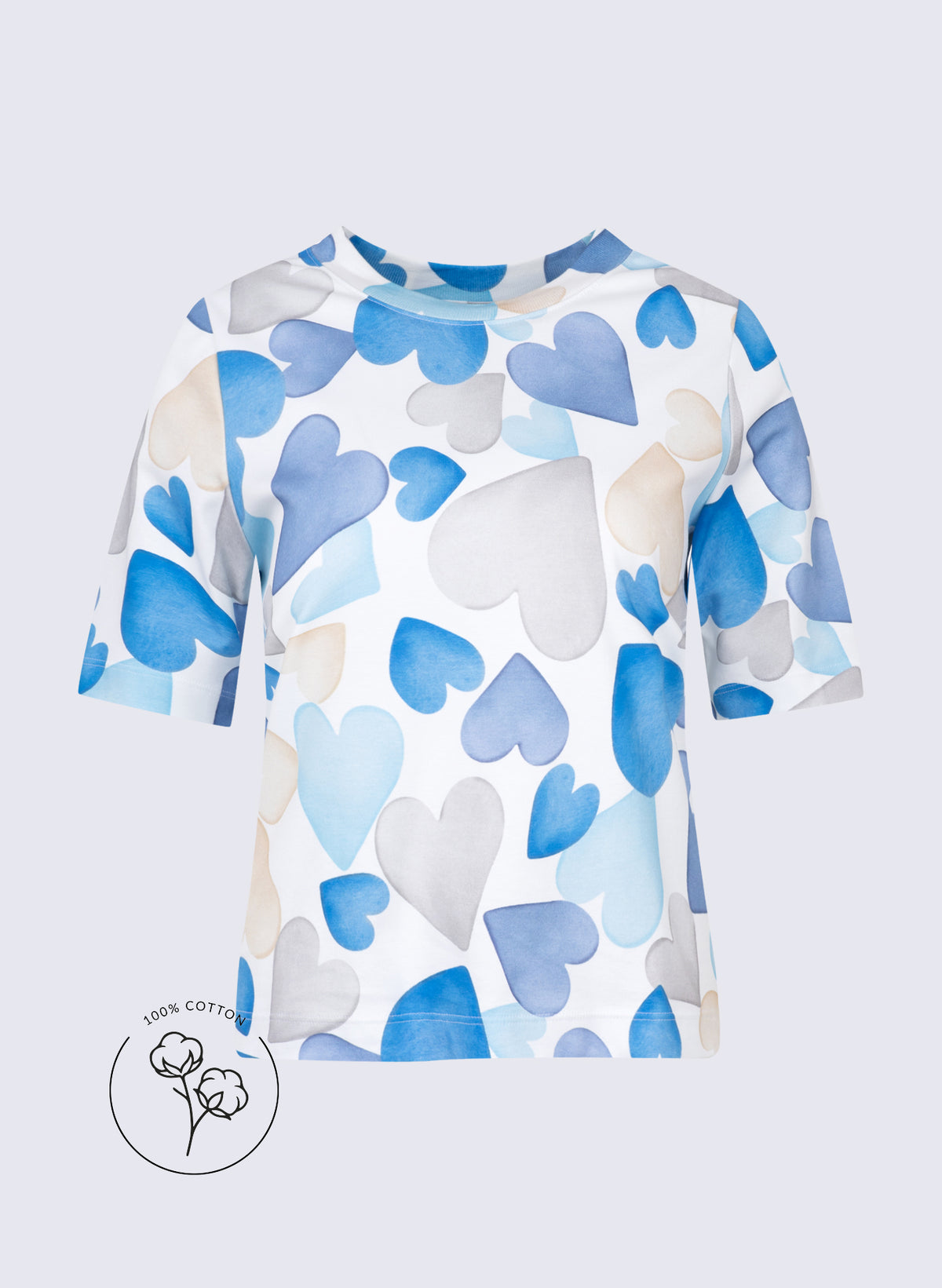 "Heavy" Rundhals-Shirt mit Herz-Print