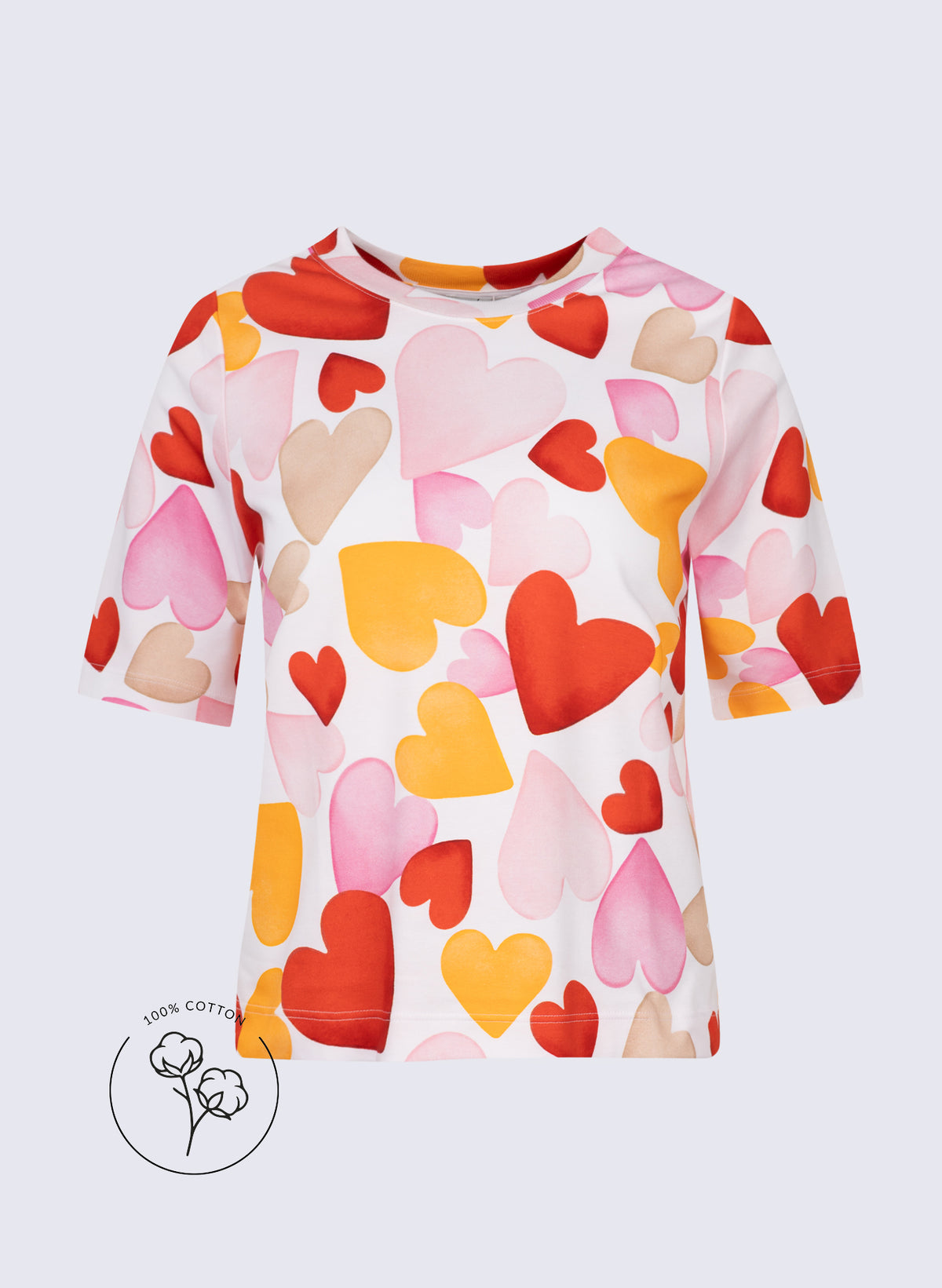 "Heavy" Rundhals-Shirt mit Herz-Print