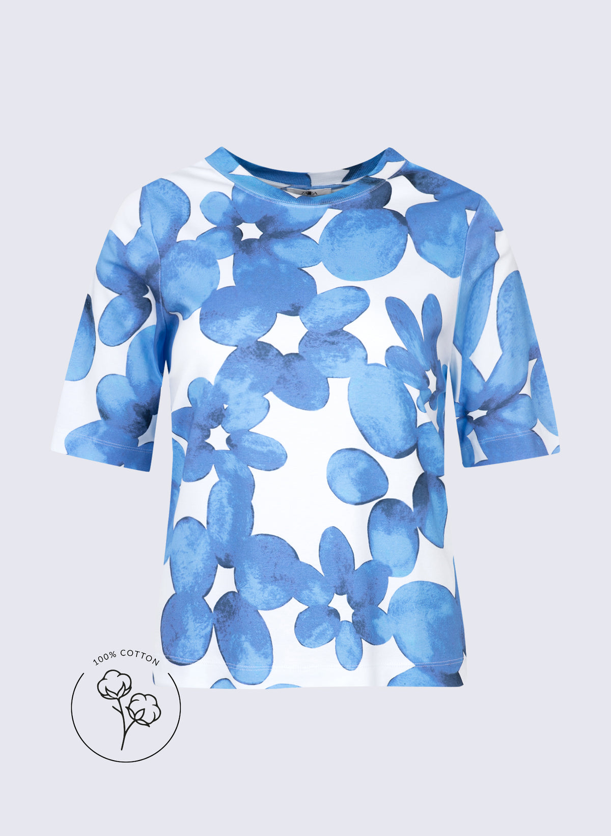 "Heavy" Rundhals-Shirt mit Blumen-Print