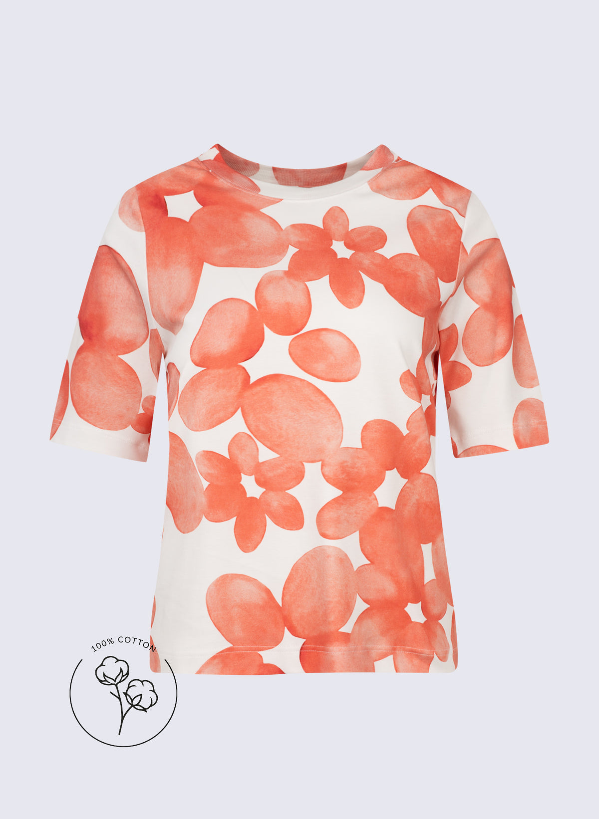 "Heavy" Rundhals-Shirt mit Blumen-Print