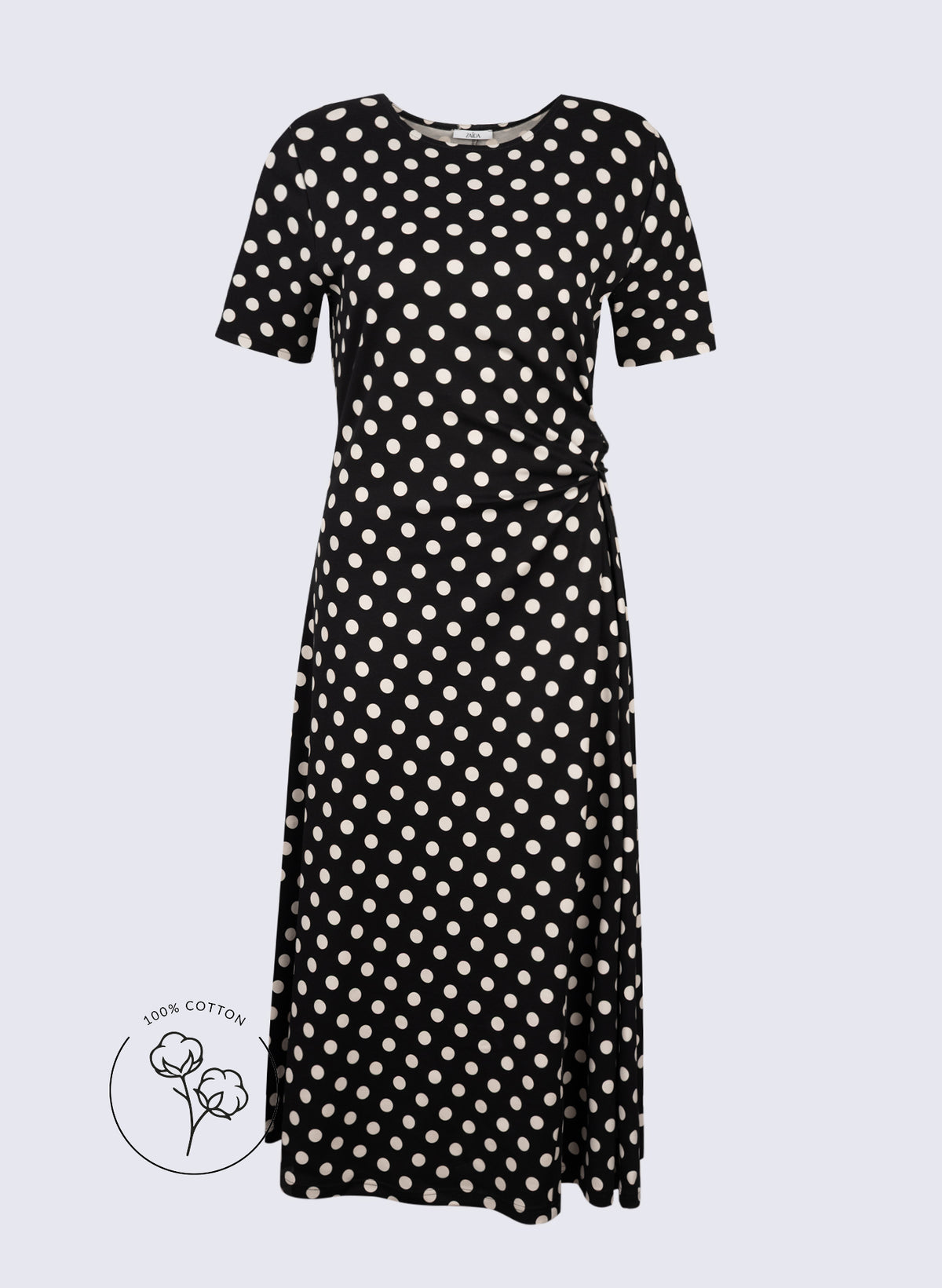 Kleid mit U-Boot-Ausschnitt und Punkte-Print