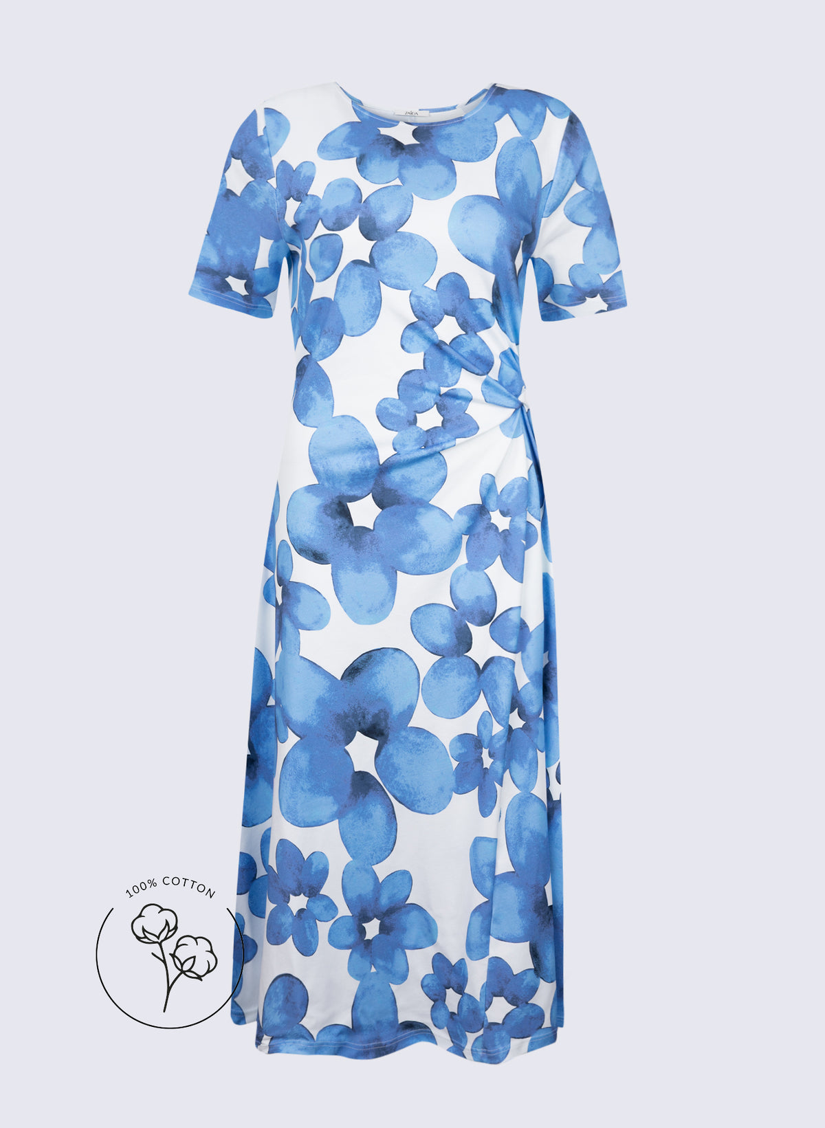 Kleid mit U-Boot-Ausschnitt und Blumen-Print