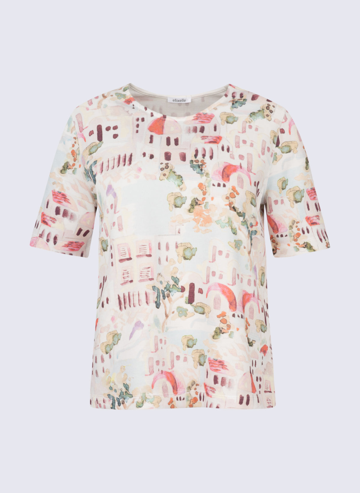 Rundhals-Shirt mit Inselstadt-Print