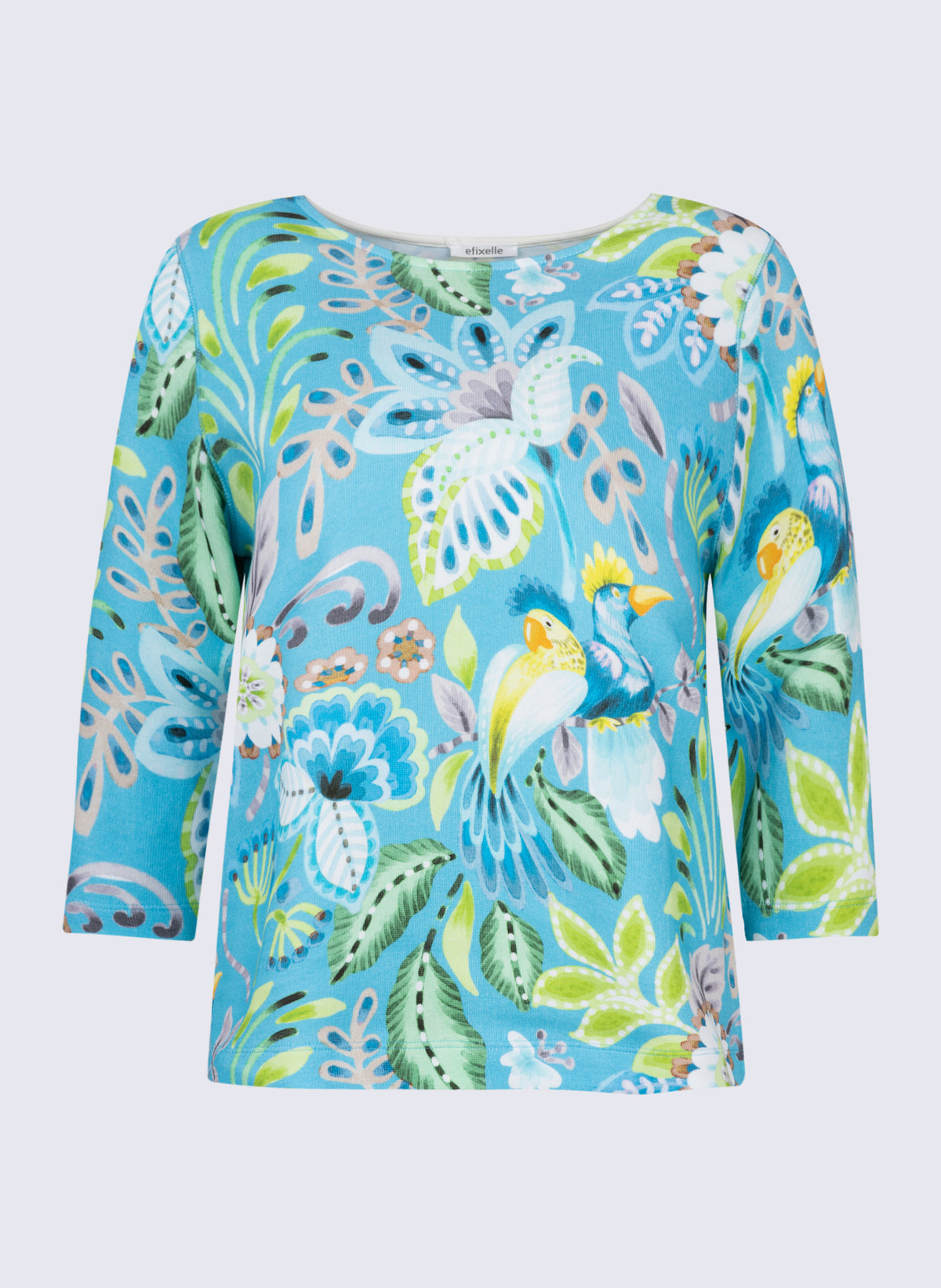 U-Boot-Shirt mit floralem Kakadu-Print