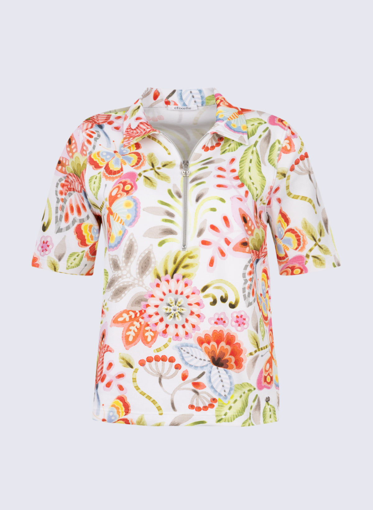 Polo-Shirt mit Strass-Reißverschluss