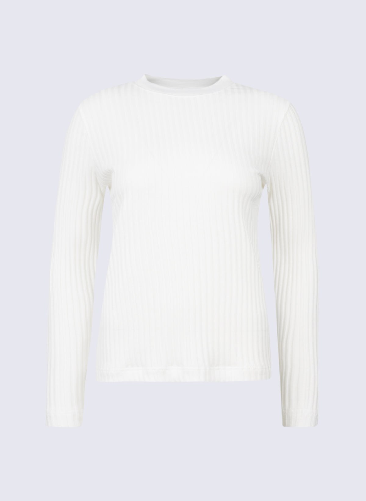Damen Rippen-Longsleeve mit hohem Rundhals