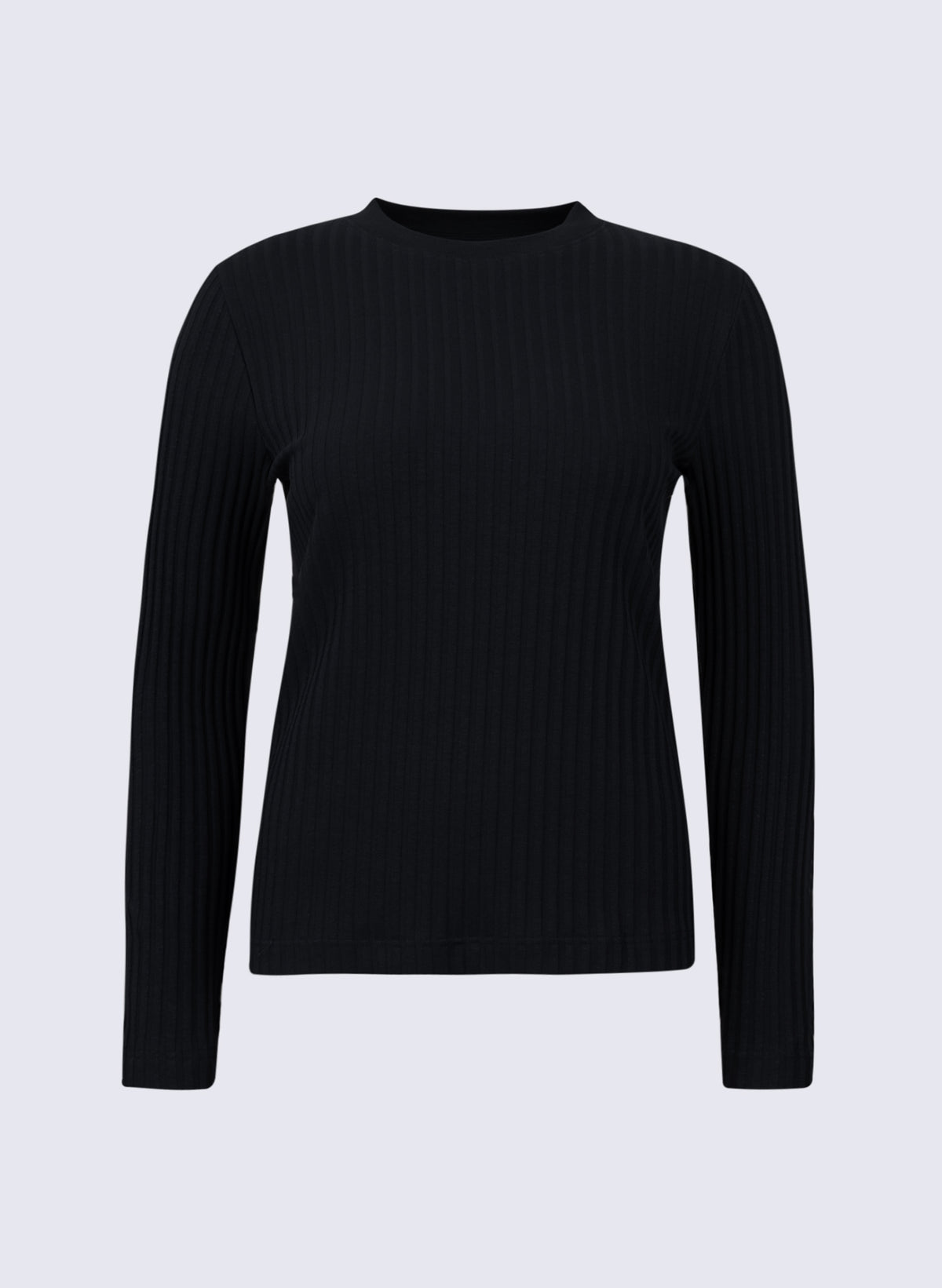 Damen Rippen-Longsleeve mit hohem Rundhals