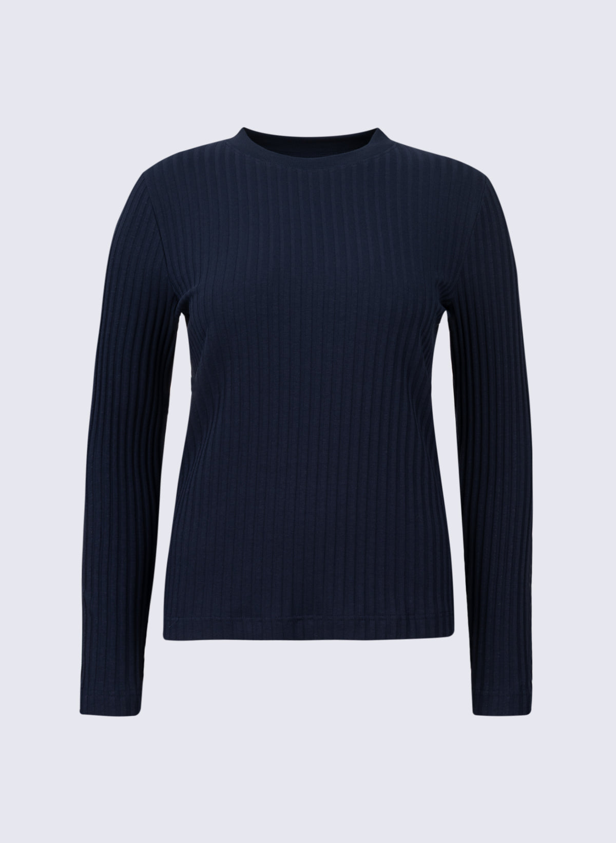 Damen Rippen-Longsleeve mit hohem Rundhals