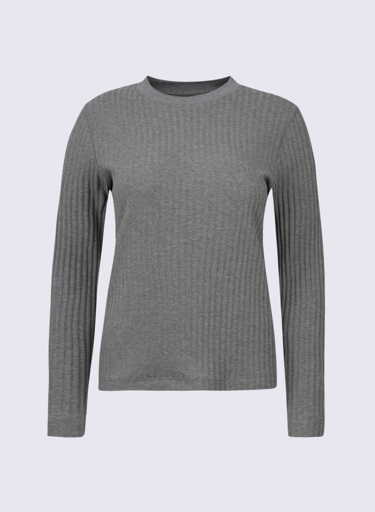 Damen Rippen-Longsleeve mit hohem Rundhals
