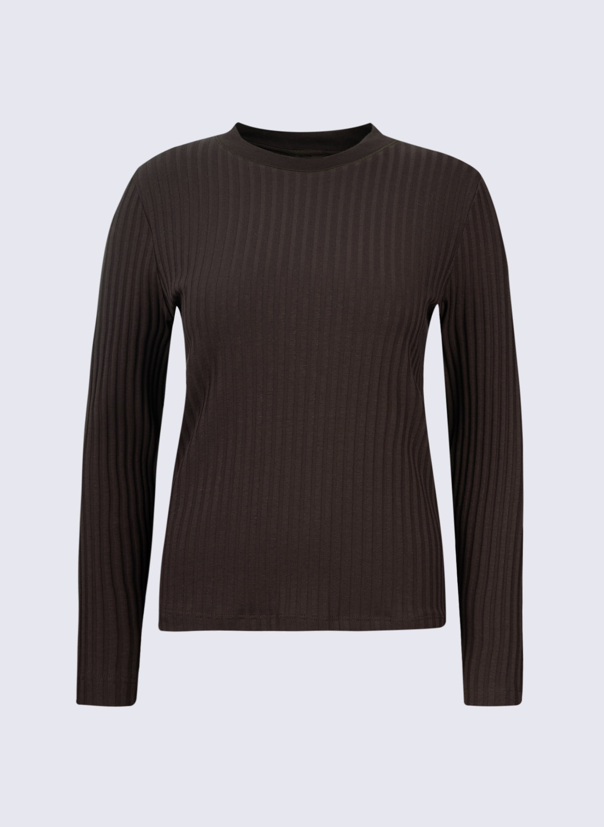 Damen Rippen-Longsleeve mit hohem Rundhals