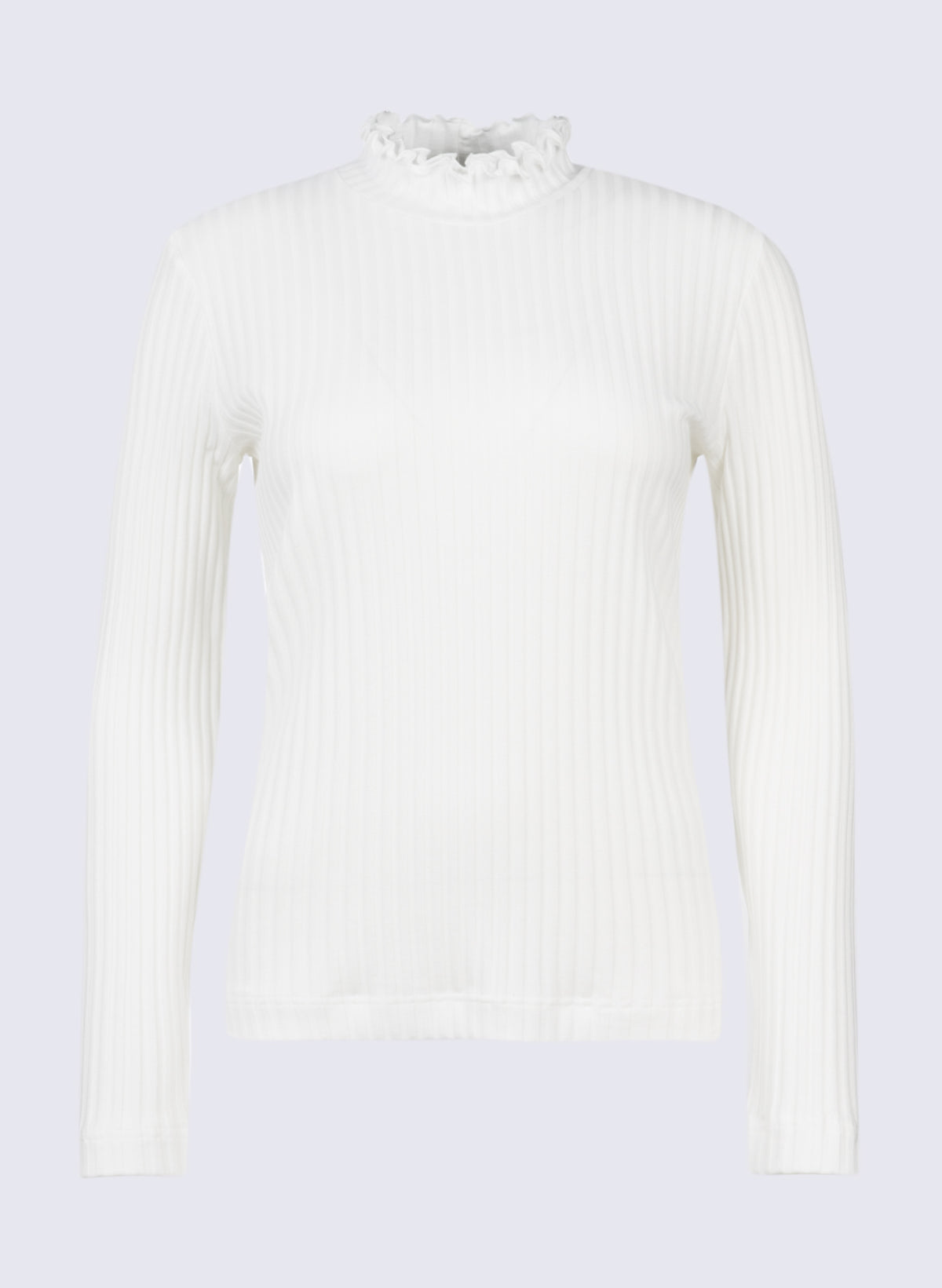 Rippen-Longsleeve mit Rüschen