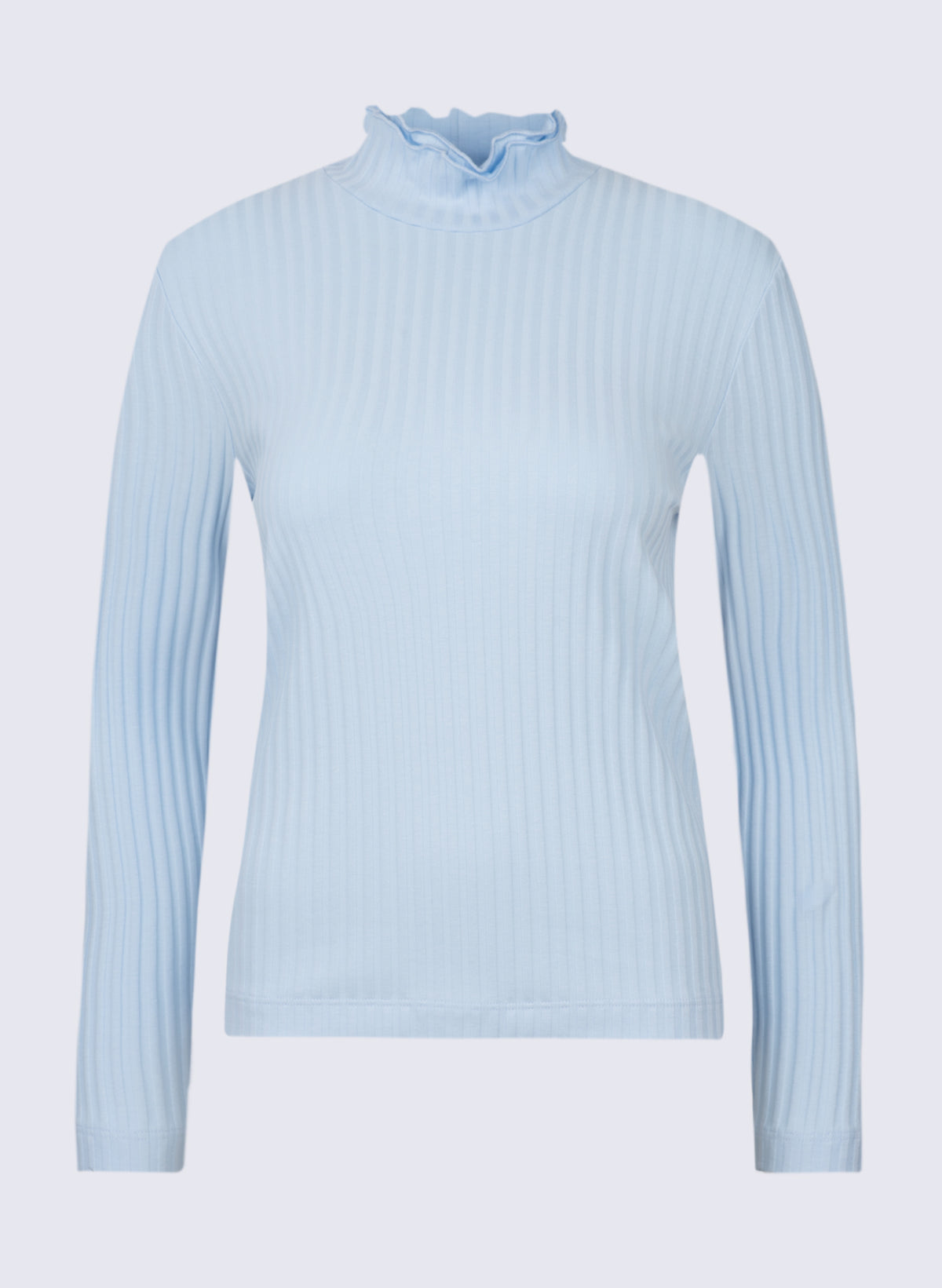Damen Rippen-Longsleeve mit Rüschen