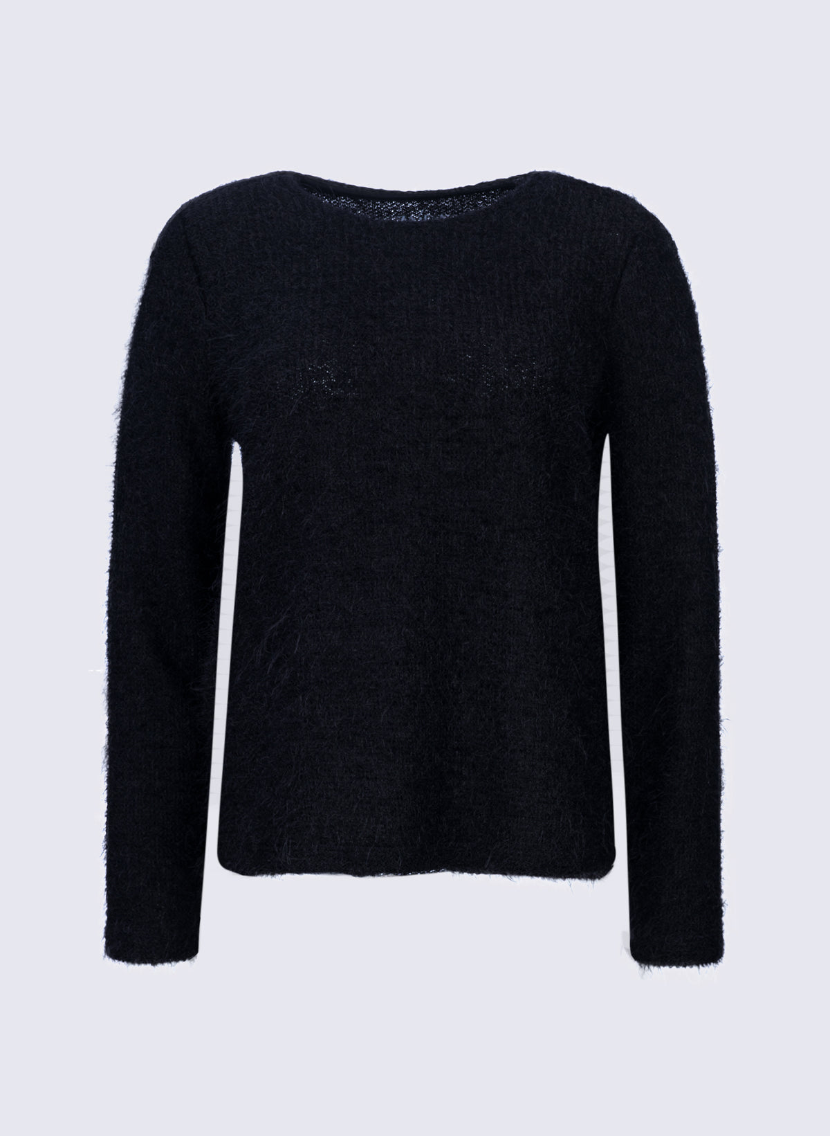 Damen Flauschiges Rundhals-Longsleeve