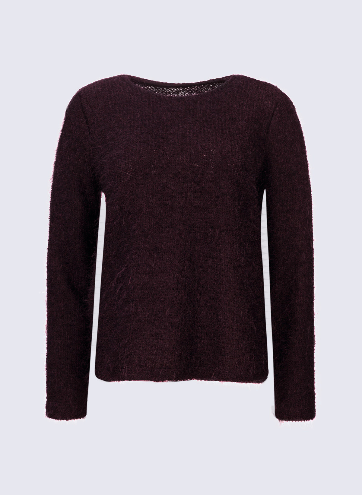 Damen Flauschiges Rundhals-Longsleeve