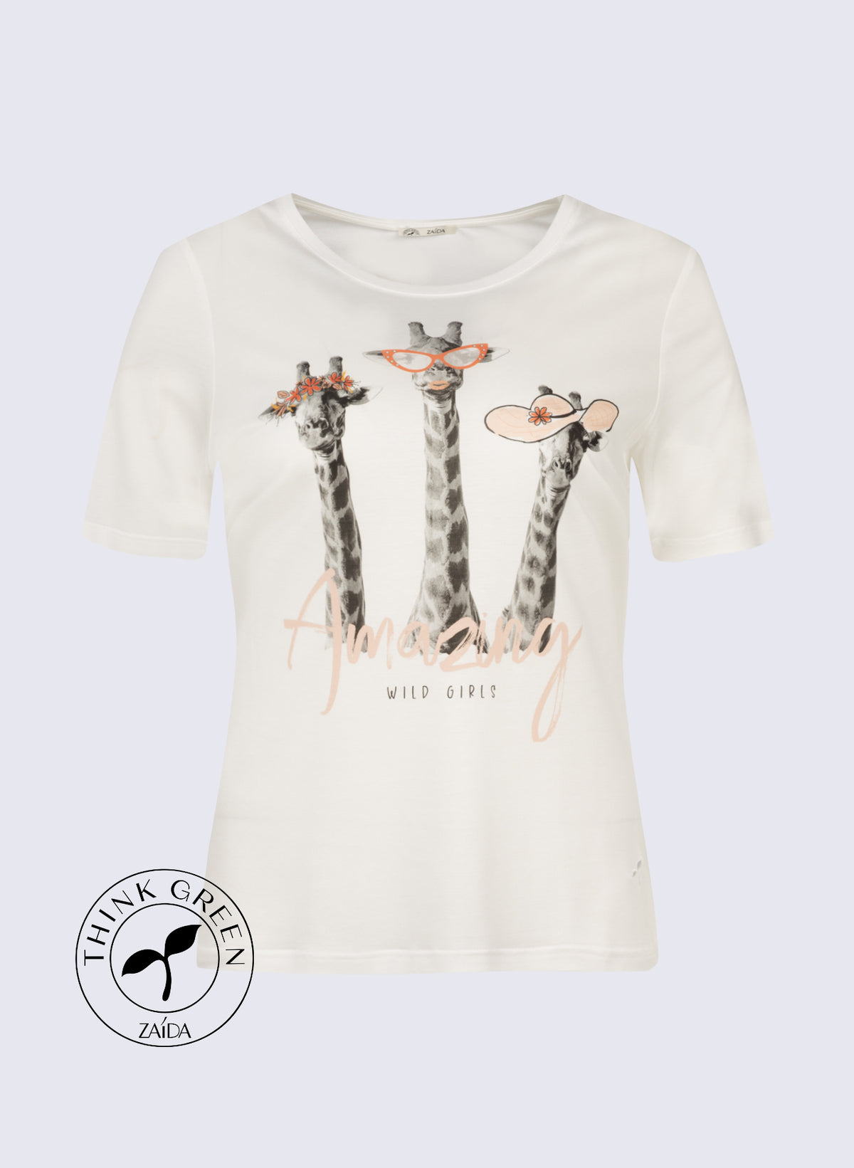 Lyocell Rundhals-Shirt mit Frontprint "Giraffen"