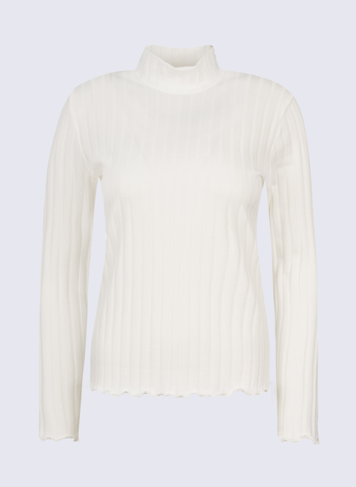 Damen Stehbund-Shirt mit breiter Rippenoptik